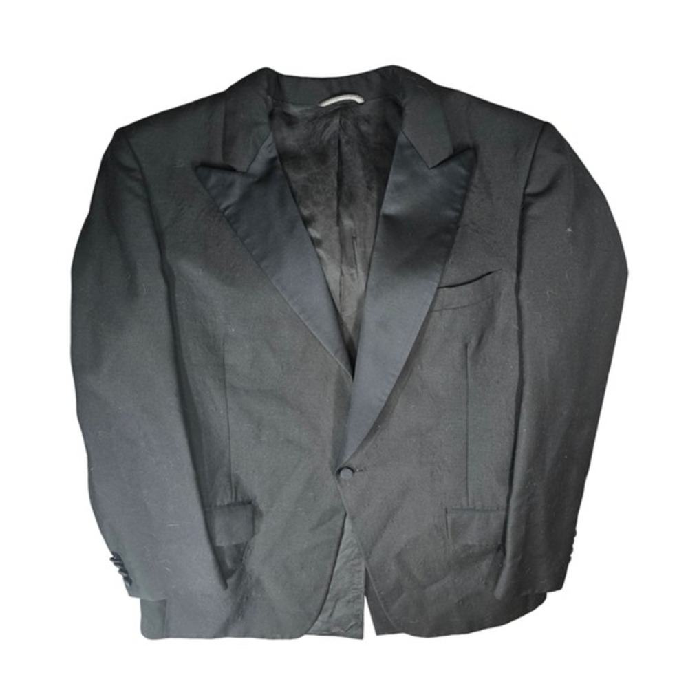 Christian Dior Monsieur Vintage Black Tuxedo Jacket Satin Peak Lapel Blazer 36R